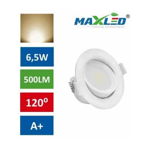 MAX-LED led vgradna svetilka 6,5W okrogla toplo bela Slike