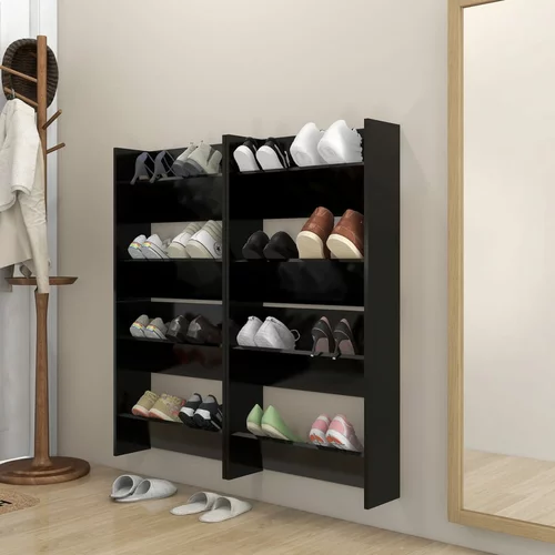 vidaXL Stenske omare za čevlje 4 kosi črne 60x18x60 cm iverna plošča, (20709861)