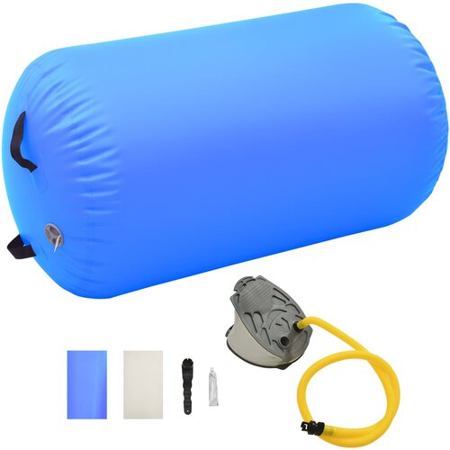 VidaXL Gimnastički valjak na napuhavanje s crpkom 100x60 cm PVC plavi Slike