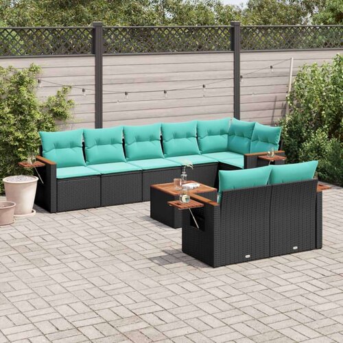  9-dijelni set vrtnih sofa od poliratana s jastucima crni Cijene