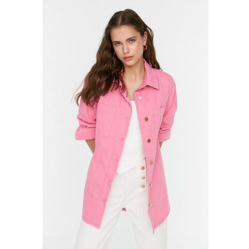Trendyol Pink Denim Shirt Jacket Slike