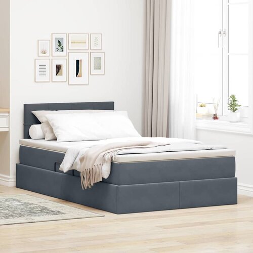 vidaXL Krevet s od storage s madracem Tamno siva 120 x 190 cm Bar&scaron;un Cijene