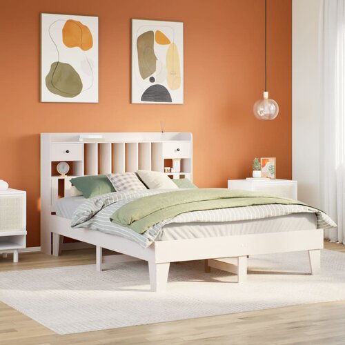 vidaXL Posteljni okvir brez vzmetnice bel 140x190 cm trdna borovina Cene
