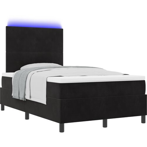 vidaXL Box Spring postelja z vzmetnico in LED črna 120x190 cm žamet Cene