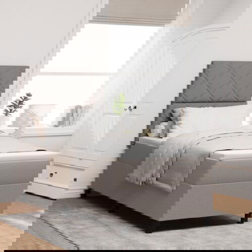  posteljna vzmetnica s posteljno okvirjem in LED lučko taupe 80x200 cm tkanina, (22082557) Cene