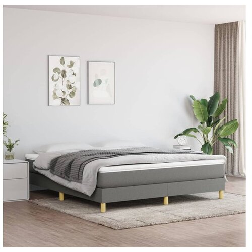  Box spring posteljni okvir temno siv 160x200 cm blago Cene