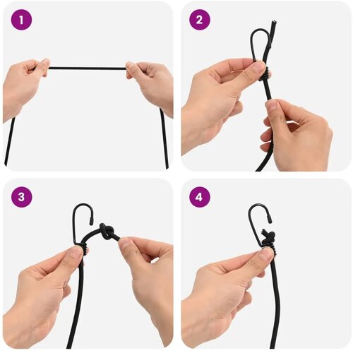  Bungee užadi s kukama 4 mm Crna PP i guma - Crna 4 mm 50 m Cene