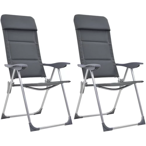 Stolice za kampiranje 2 kom sive 58 x 69 x 111 cm aluminijske