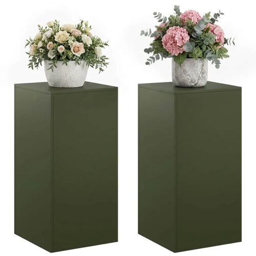  Stalak za biljke 2 pcs Maslinastozelena 40 x 40 x 80 cm Čelik - Maslinastozelena 2x (40 x 40 x 80 cm) Slike