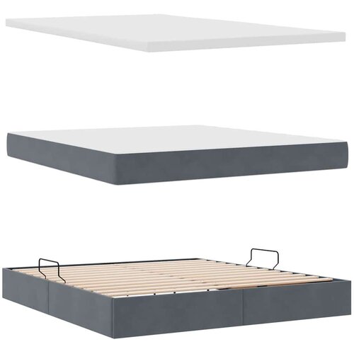 VidaXL Krevet s od storage s madracem Tamno siva 160 x 200 cm Bar&amp;scaron;un Slike