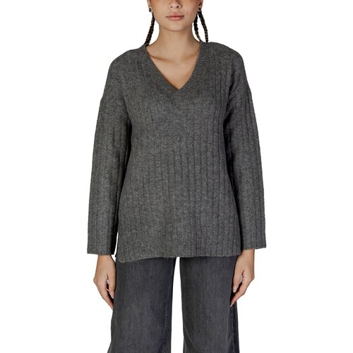 Vila Puloverji VIMIRAZ L/S REV V-NECK KNIT PULLOVER/BF 14099672 Siva Cene