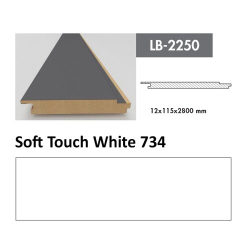 AGT profil Zidni MDF LB-2250 Soft Touch White (734) 2800x115x12mm ( 026-036 ) Cene