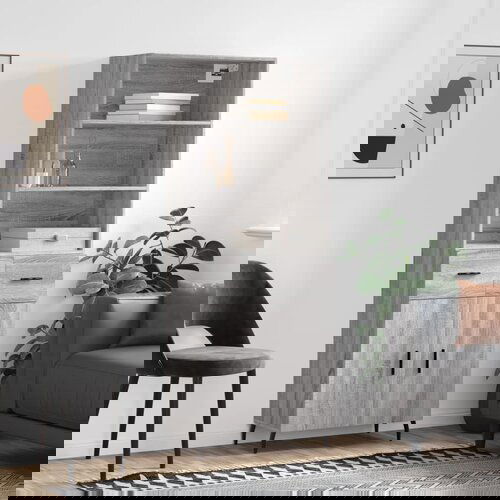 vidaXL Visoka komoda siva sonoma 69,5x34x180 cm inženirski les Cene