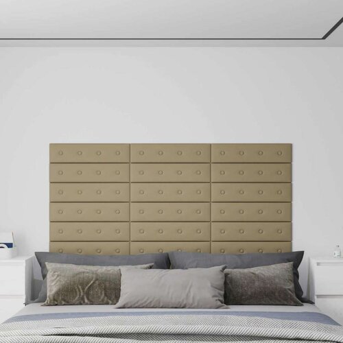  Zidna uzglavlja 12 pcs Boja cappuccina 60 x 15 cm Lažna koža - Boja cappuccina 60 x 15 cm Cijene