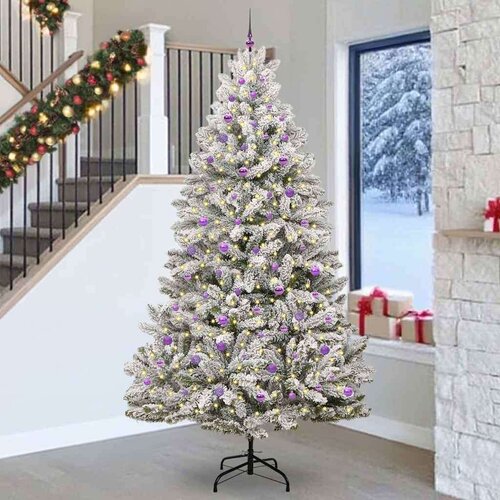 vidaXL Umjetno božićno drvce Zelena i bijela 270 cm PVC i metal Cijene