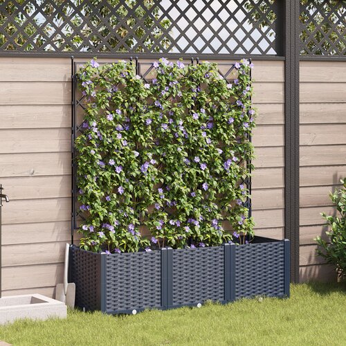 VidaXL Vrtni cvetlični samozavihalec z mrežo 3 kosi Siva 120x40x143 cm, (22010924) Slike