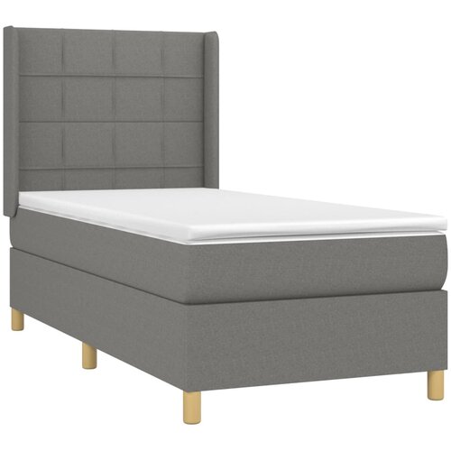  Krevet box spring s madracem LED tamnosivi 100x200 cm tkanina Slike