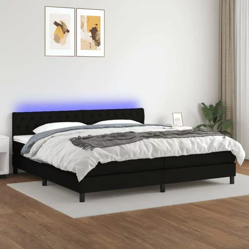 Box spring postelja z vzmetnico LED črna 200x200 cm blago, (20788832)