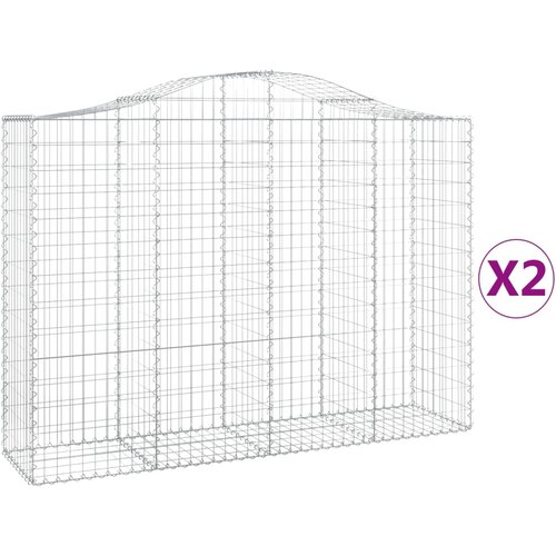  Lučne gabionske ko&amp;scaron;are 2 kom 200x50x140/160cm pocinčano željezo Slike