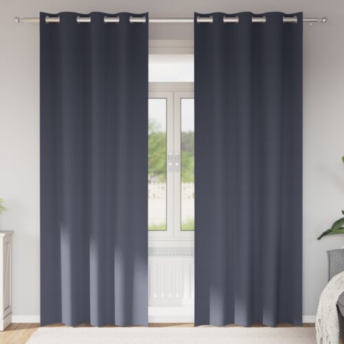 vidaXL Zavjese sa zavjesama 2 pcs Antracit 245 x 140 cm Poliester Cijene