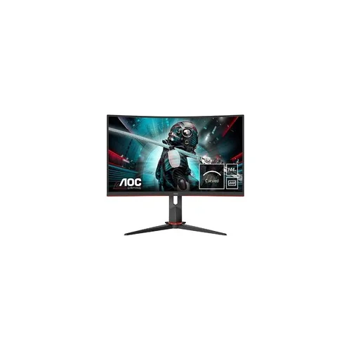 AOC Monitor LED CQ27G2U/BK 2K Curved Gaming (27“, 16:9, 2560×1440, VA, 3H, 144Hz, 250 cd/m², 3000:1, 80M:1, 1 ms, 178/178°, VGA, 2xHDMI, DP, Audio OUT, Tilt: -5/+35°, Swivel, Tilt, H. Adjust, VESA, Ergonomic, Borderless) Black-Red, 3y