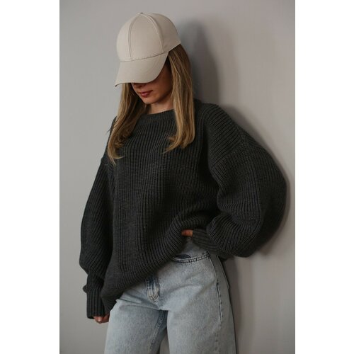 Madmext Sweater - Gray - Oversize Slike