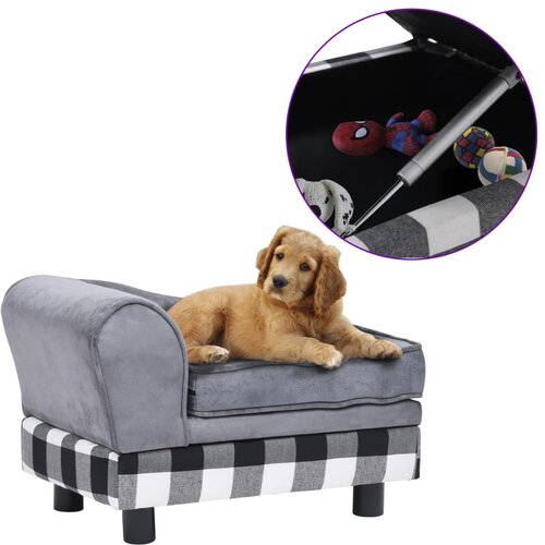 VidaXL Sofa za pse siva 57 x 34 x 36 cm pli&amp;scaron;ana Slike