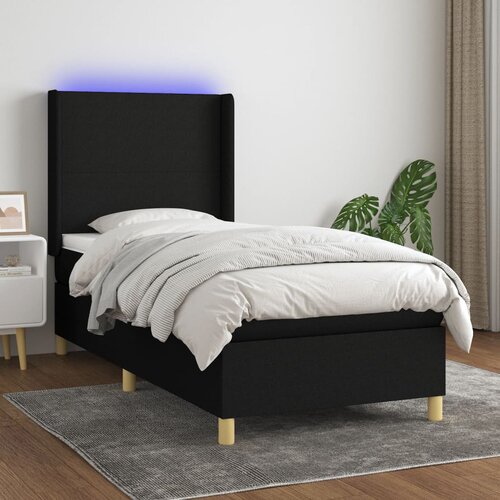  Box spring s madracem LED crni 100x200 cm od tkanine Slike