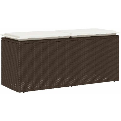 vidaXL Vrtna klop z blazino rjava 110x40x44 cm poli ratan Cene