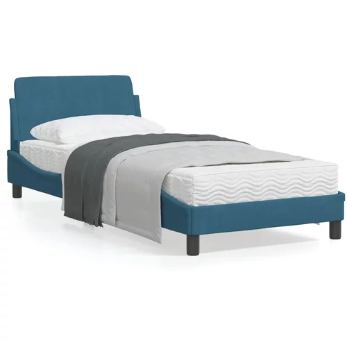 vidaXL Okvir kreveta s uzglavljem plavi 80 x 200 cm baršunasti