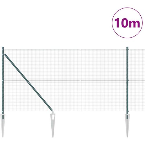 vidaXL Varjena Žična Ograja z 7 Zabiti Stebrički Zelena 1.2x10 m Jeklo Cene
