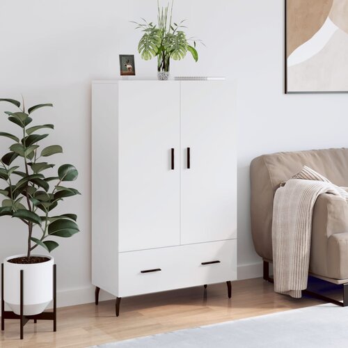 The Living Store Visoka omara visok sijaj bela 69,5x31x115 cm inženirski les - Visoka Omarica, (21430322) Slike