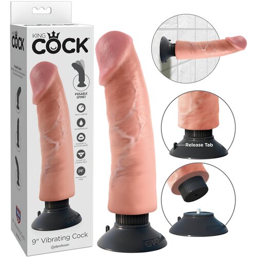 King Cock 9 savitljivi, ljepljivi vibrator (23 cm) - prirodan Cene