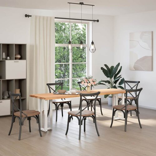 Maison Chic konzolna miza - miza ob steni noge T-oblika 2 kosa bela 25x28x(72-73) cm jeklo, (21786199) Cene
