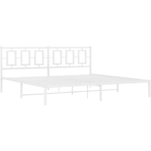 vidaXL Kovinski posteljni okvir z vzglavjem bel 193x203 cm, (21048426)