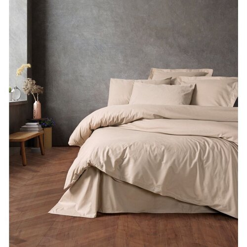  plain - beige beige ranforce super king quilt cover set (fr) Cene