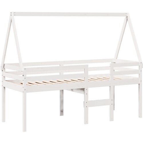 VidaXL Visoki krevet s krovom bijeli 80 x 200 cm od masivne borovine Slike