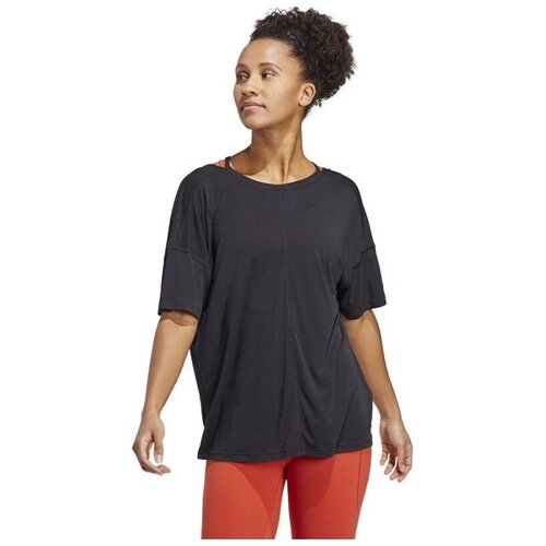 Adidas Majice s kratkimi rokavi Yoga Studio Oversized Tee Črna Slike