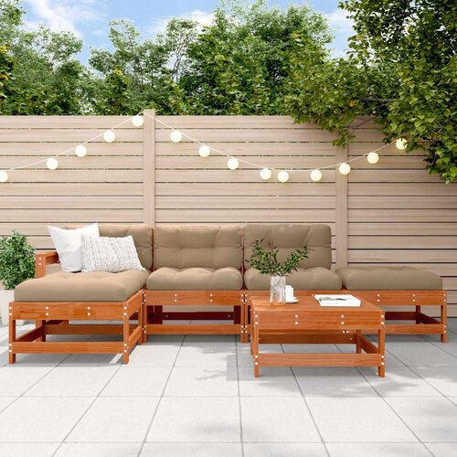  Set lounge namještaja za vrt 6 pcs Vosak Smeđa Masivna borovina - Vosak smeđa bor Cene
