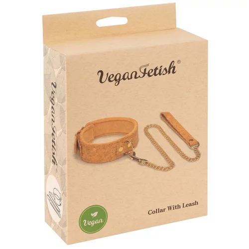 Vegan Fetish Collar with Leash Natural