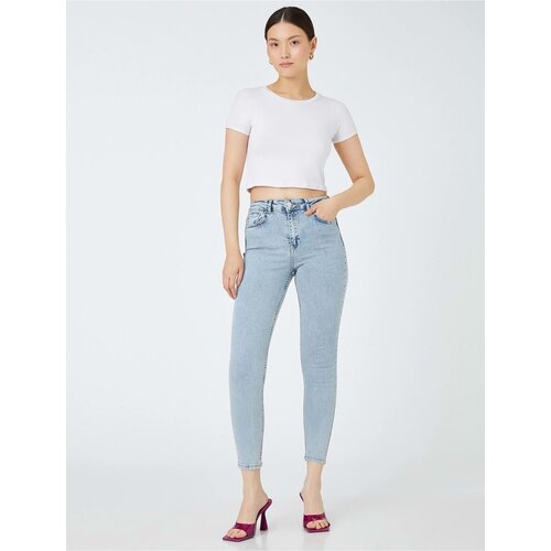 Koton Women&amp;#039;s Clothing Slim Leg Jeans Slim Fit High Waist - Carmen Jean 3sal40027md Light Indigo Slike