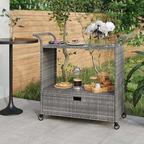 vidaXL Barska kolica s ladicom siva 100 x 45 x 97 cm od poliratana Cene