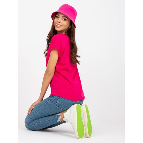 BASIC Feel Good Fuchsia cotton V-neck t-shirt BASIC Cene