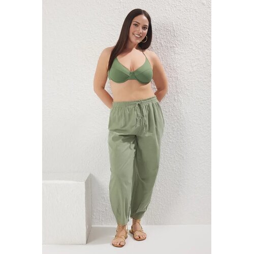 Trendyol Ženske pantalone Tbbss25Ar00001, Kaki Cene