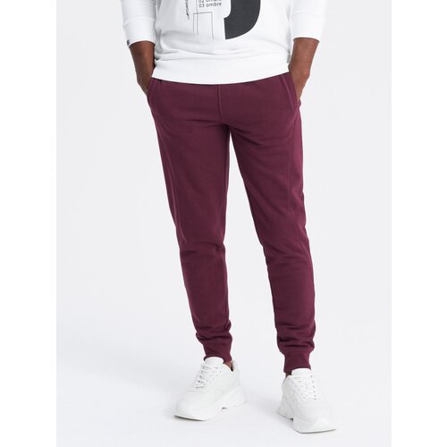 Ombre Men's BASIC cotton jogger sweatpants - maroon Slike