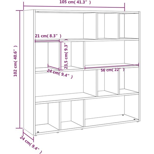  za knjige / sobna pregrada boja hrasta 105x24x102 cm Slike