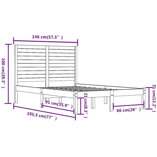  Okvir za krevet od masivnog drva crni 140 x 190 cm Slike