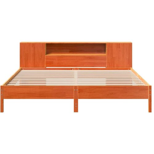 VidaXL Krevet s regalom za knjige bez madraca 200x200 cm od borovine Slike