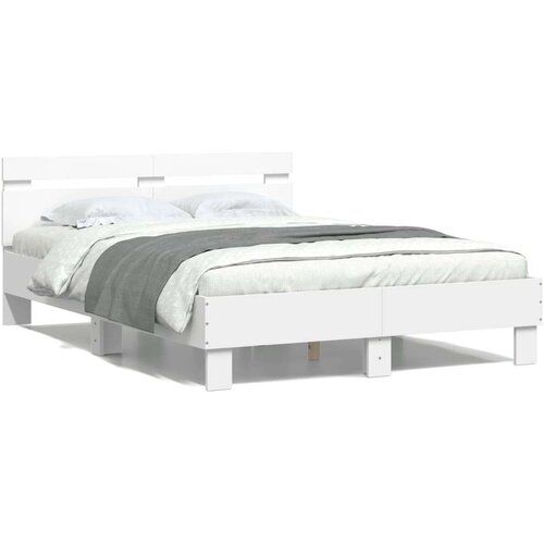  Okvir za krevet s uzglavljem i LED bijeli 135x190 cm Slike
