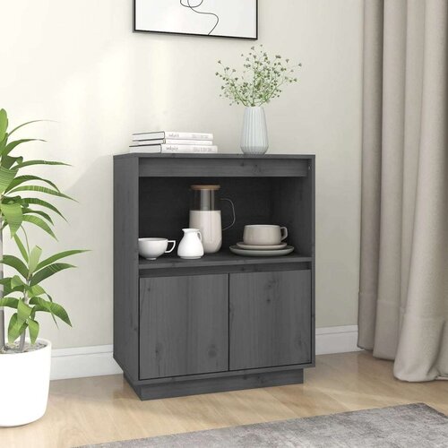  Komoda siva 60 x 34 x 75 cm od masivne borovine Cijene